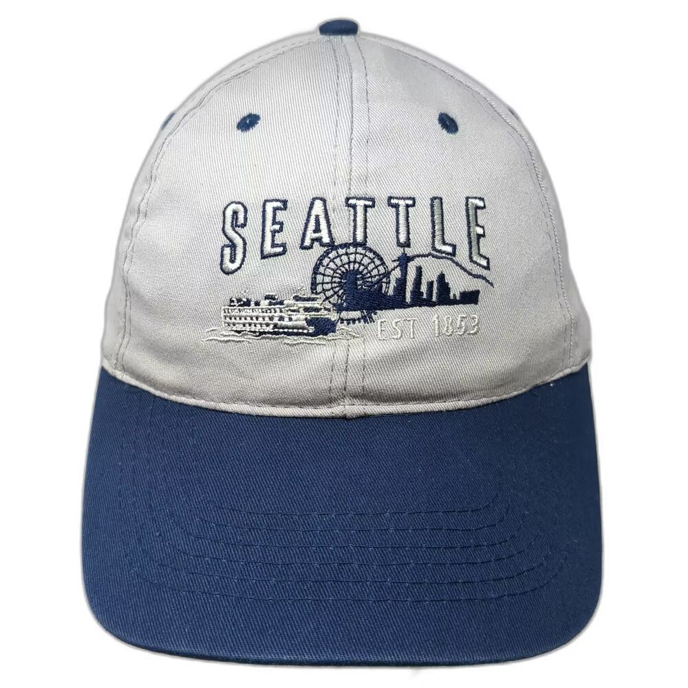 Seattle Shirt Company Baseball Cap Gray Blue OS Seattle Skyline Strapback Hat